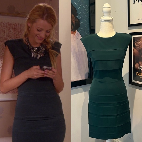 Serena van der Woodsen’s L’agence Green Structure Mini Dress, Gossip Girl S4 E11 - Picture 1 of 8